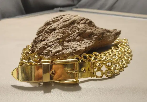 Gold Chain Size 32 Link Double Link Belt Buckle Vintage Style Adjustable Plated