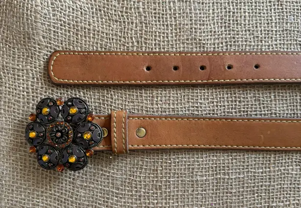 Vintage Womens Tan Full Grain Leather Trouser Belt Size 32