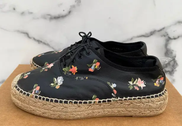 Saint Laurent Grunge floral-print leather lace-up espadrille sneaker size 36.5