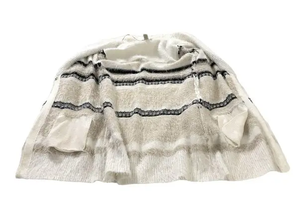 G.H. Bass & Co Size S Sweater Black, Tan and Cream Snap Cardigan Cowl Neck White