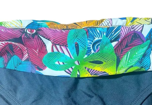 La Blanca NWT Vintage Y2K Ruched Tropical Waist Black Bikini Bottom Size 16 NEW