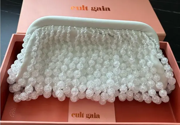 Cult Gaia NWOT White Beaded Clutch