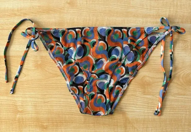Solid & Striped Iris Printed Side Tie Mesh Bikini Bottom in Optic Swirl - Large