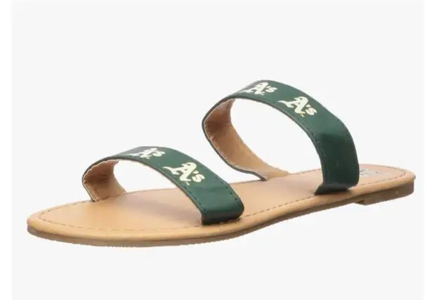 🆕 Oakland A’s MLB women’s slide slip on sandals green yellow tan Size undefined