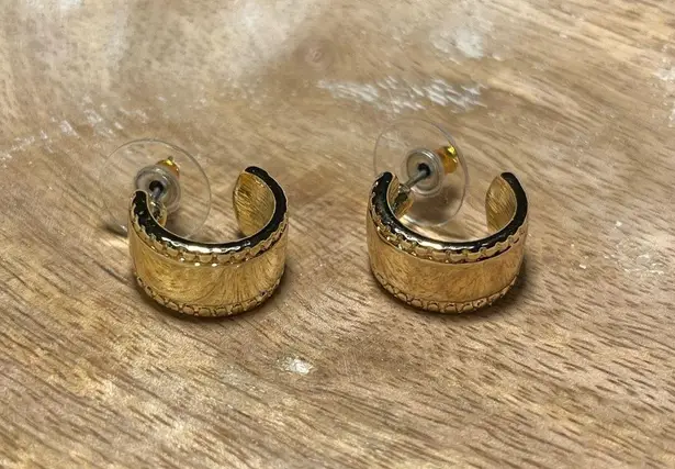 Huggie Half Hoop Gold Tone Chunky Earrings