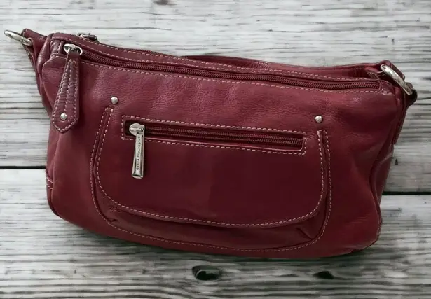 Stone Mountain Red Pebbled‎ Leather Shoulder Purse