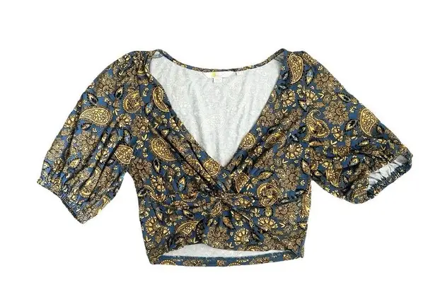 Boden Paisley Cropped Twist Detail Top Size 4