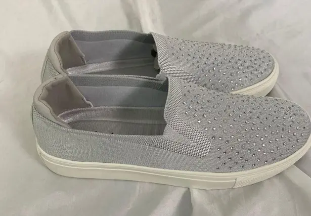 Comfortview Cute Rhinestone Coquette Gray Silver Pull On Slip On Sneaker US 9 Comfort View