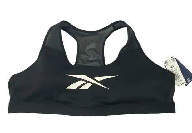 Reebok NWT  Lux Graphic Padded Racerback Bra Black Size 4X