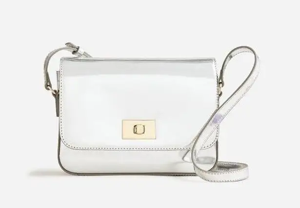 J.Crew Womens Edie Metallic Leather Bag Silver One Size