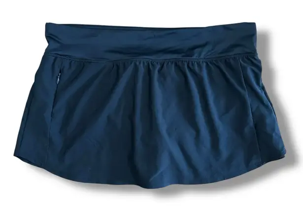 Title Nine Black Active Swim Skort XL with Built-In Brief & Zip Pocket