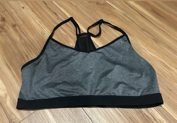 Danskin Now Work Out Sports Bra Grey Sheer Black Size XXL Gray