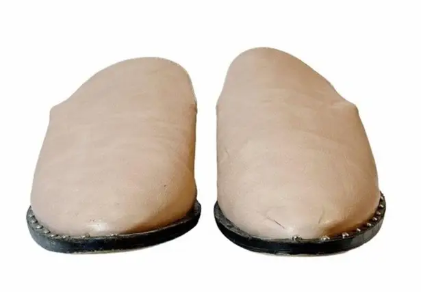Beast Fashion Mules Blush Taupe Faux Leather Studded Side Slip On Women’s Size 7