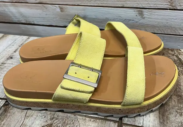 Sorel  Roaming Slide Yellow Suede Platform Buckle Sandals Women's Size 10.5 thumbnail 2