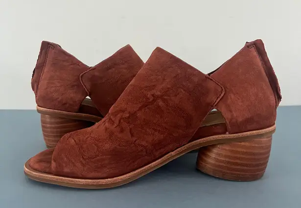 Sofft Carleigh Brick Leather Peep Toe Cutout Sandal Booties Brown Size 6