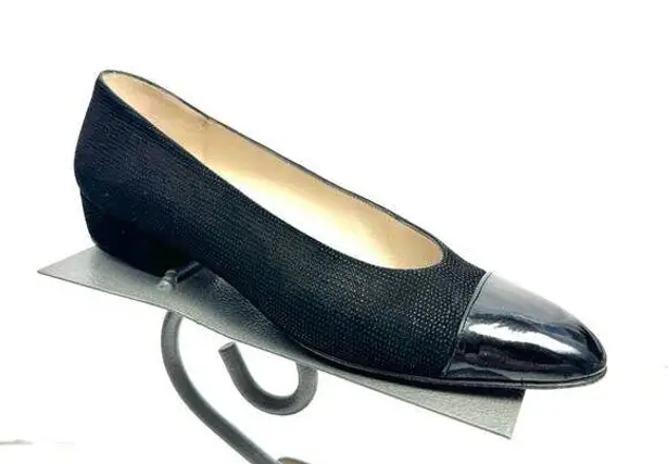 Bruno Magli Suede Black Cap Toe Low Heels Pumps Shoes Size 8.5 AA