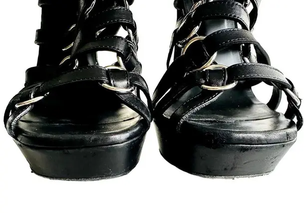 Saint Laurent Nina Cage Sandals Size 38.5 Calfskin Black w/Box Dustbag 316198