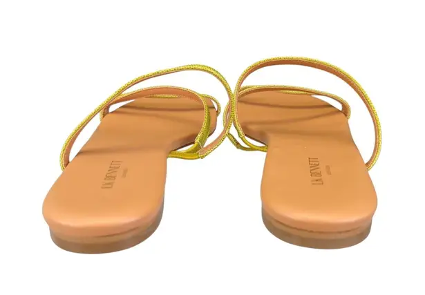 LK Bennett Revelle Lime London Sandals 41 US 10 Strappy Green Leather Flats Shoe