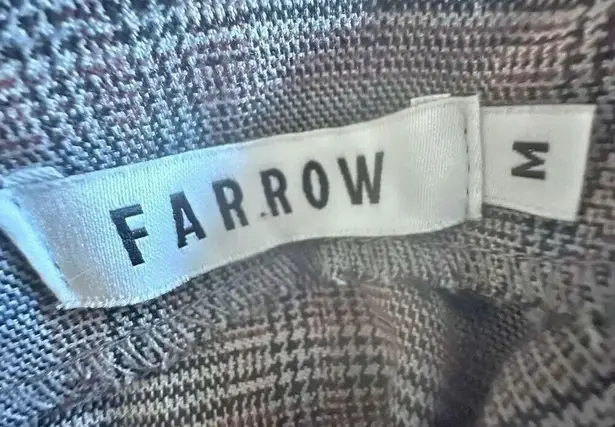 FARROW | Black White Gray Mini Plaid Wide Leg Cropped Jumpsuit Belt | Medium