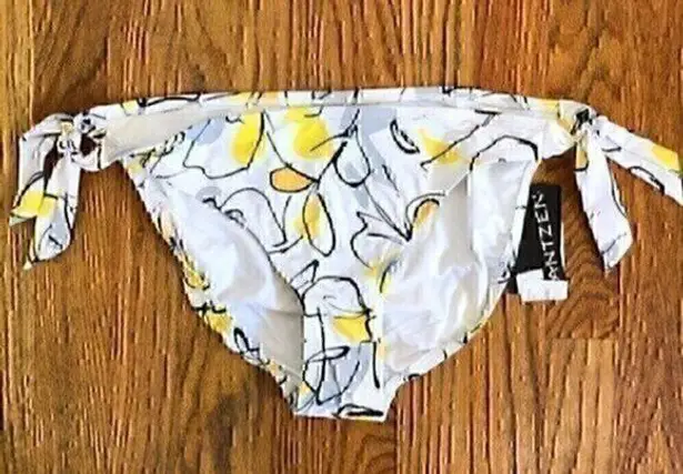 Jantzen NEW NWT White Yellow Gray Black Floral Tie Knot Y2K Bikini BOTTOM 14