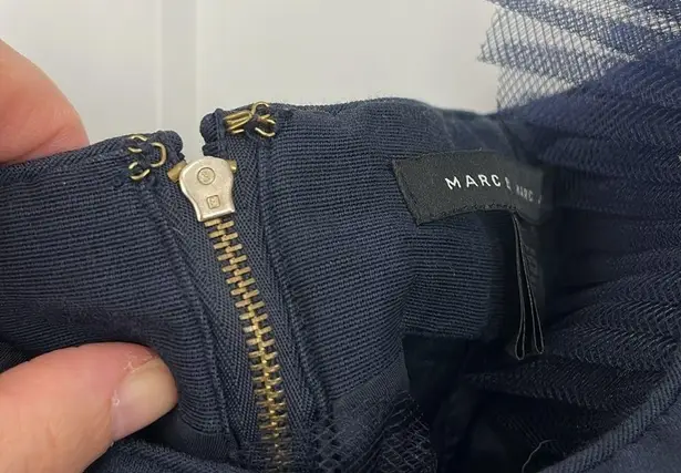 Marc by Marc Jacobs XS Navy Blue Kitty Silk Strapless Tulle Mini Dress