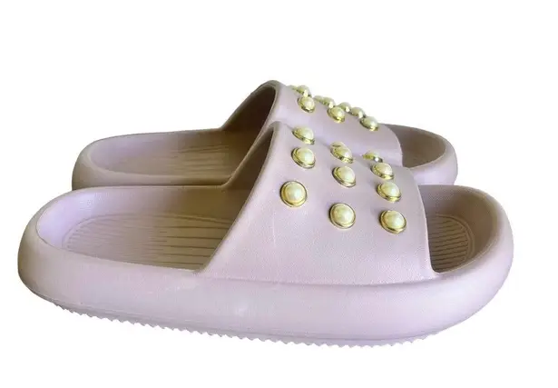 Kenneth Cole New York Mello Eva Pearl Women's Blush Slide Size 8 #B1416 Pink