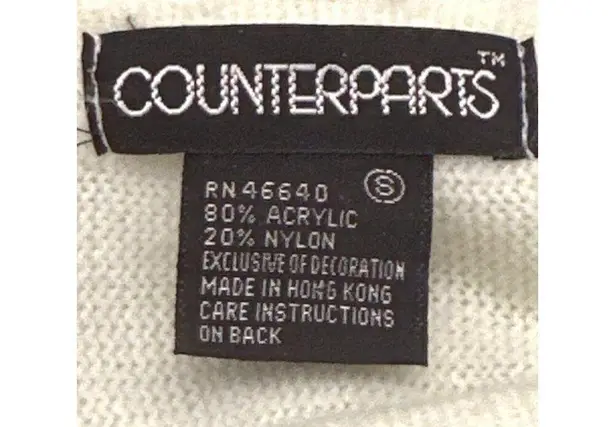 Counterparts Vintage Ivory Boho Sweater With Embroidered Floral Design Size S