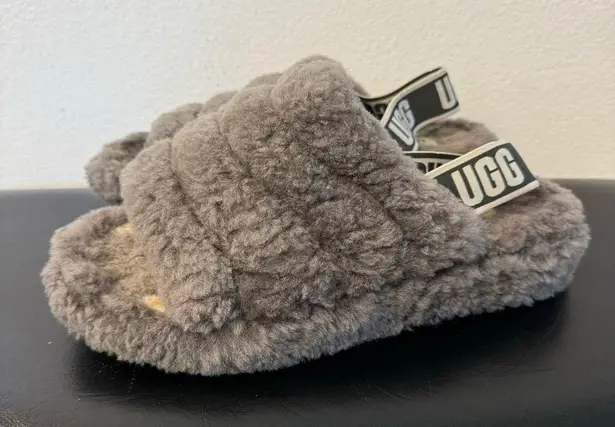 UGG Fluff Yeah Slide Grey Slip on Sandal