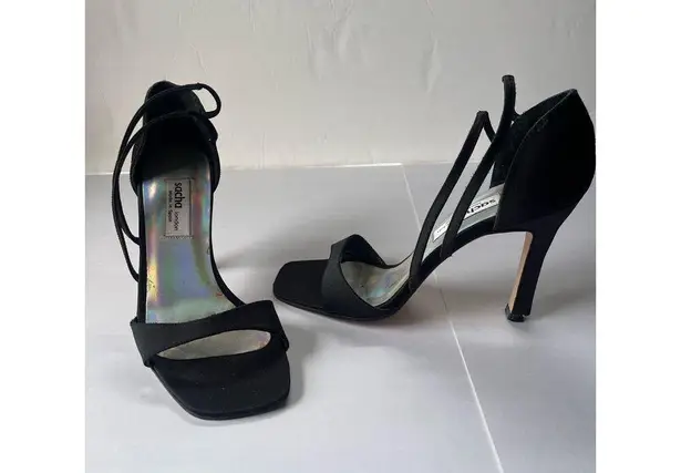 SACHA London Stappy Heel Womens Sandals Shoes Size 7B Black Stiletto WhimsiGoth