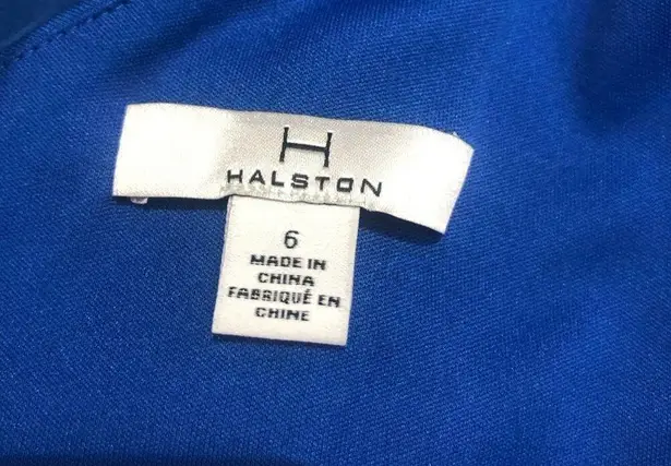 H by Halston One Shoulder Chiffon Overlay Gown Royal 6 NWT