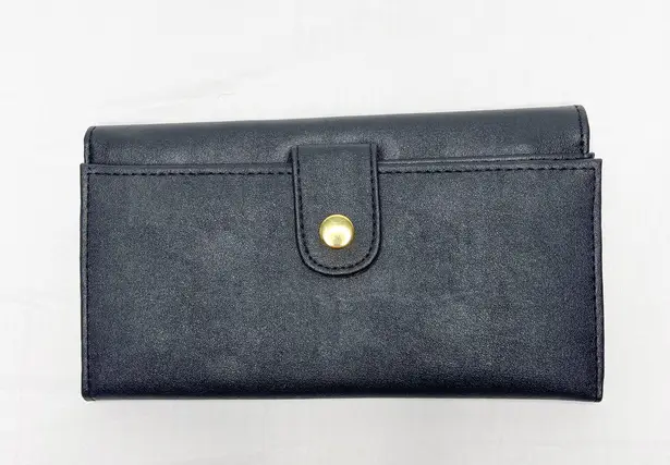 Three Stars NEW Black Nylon Flap Wallet Billfold Snap Closure Credit Card Holder