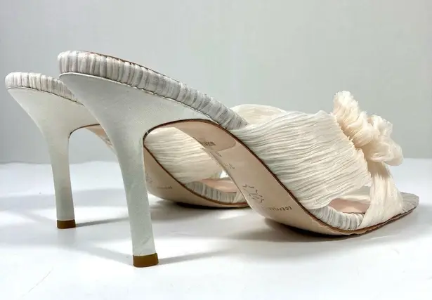 Loeffler Randall Claudia Top Knot Bow Heel Mule Sandals Pearl 9.5 NEW