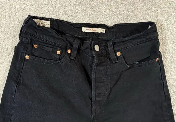 Levi's  Wedgie Straight Jeans Womens 26 Black Button Fly Denim Stretch Basic EUC