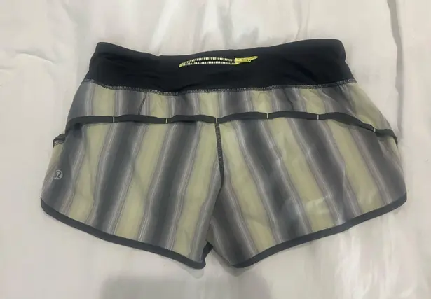 Lululemon  Speed Short Coal Citron Ombre vertical stripes Sz 6