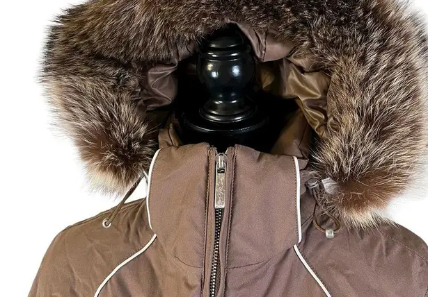 Nils Brown Belted Jacket with Faux Fur Hood Women's Size 6