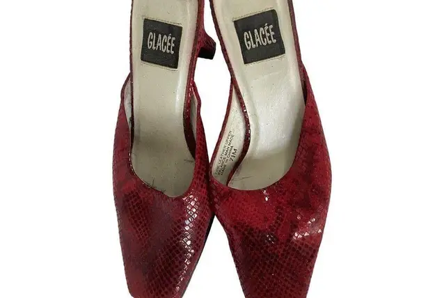 Vintage Glacee Pink Snakeskin Mules Size 7.5