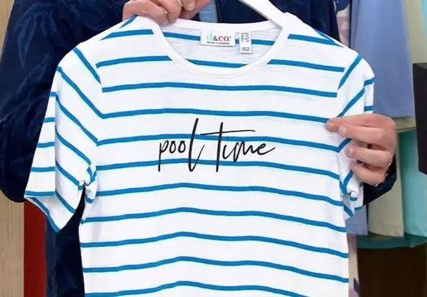 Denim & Co . Textured Knit Summer Sayings Short-Sleeve Striped Top A509472 1X NWT