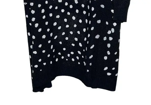 Umgee  Women's Sweaters Polka Dot Duster Open Knit Sweater Pocket Black Small