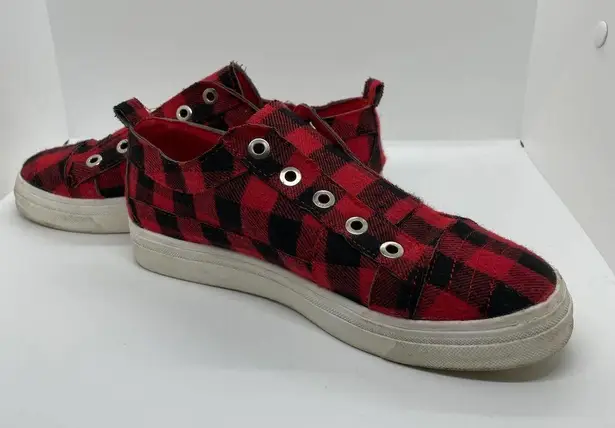 None Buffalo Plaid Sneakers Slip On Style size 7