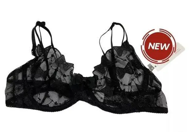 Nina Bonheur Black Lace Unlined Bra Women's Size Large NWT | 10E