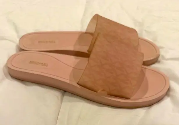 **Michael Kors Pink Transparent Slides – Size 10**