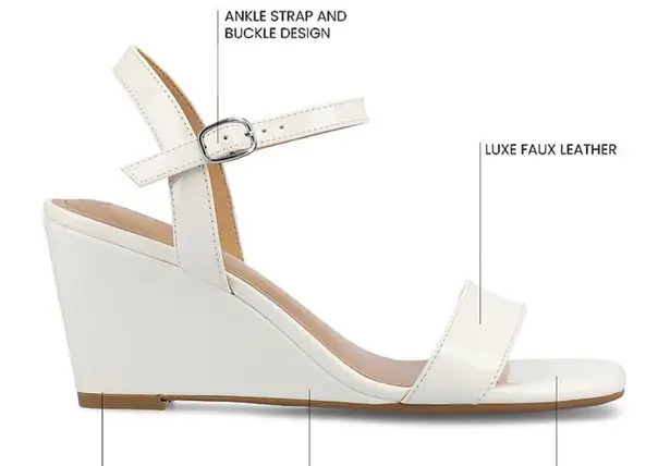 Elegant White Wedge Sandals Size 7.5