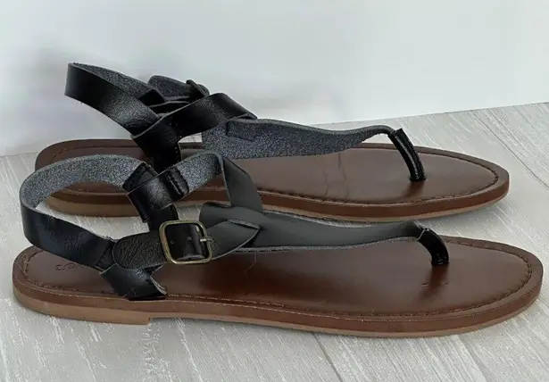Women's Black Leather Sandals – Size 7.5