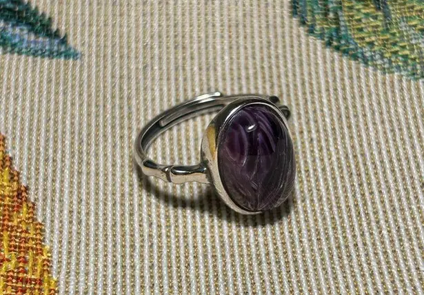 Genuine Purple Charoite 925 Sterling Silver Adjustable Ring