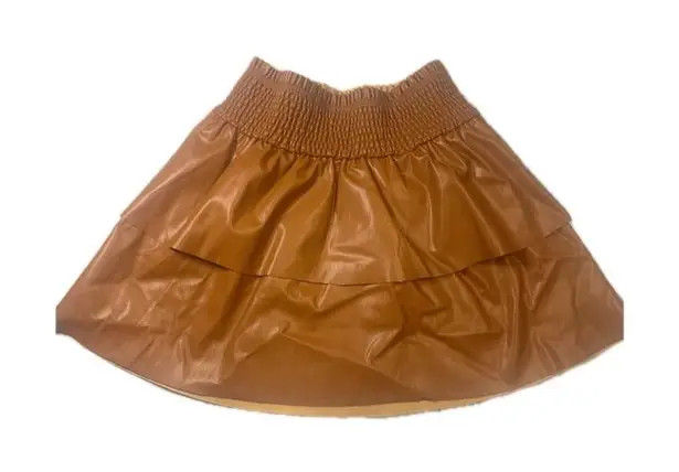 faux leather tiered mini skirt by Whiteloom + Cactus size L Brown Size L