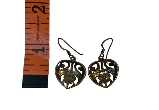 Boho Heart Earrings Vintage Valentines Anniversary y2k Jewelry Pendant 90s Brown