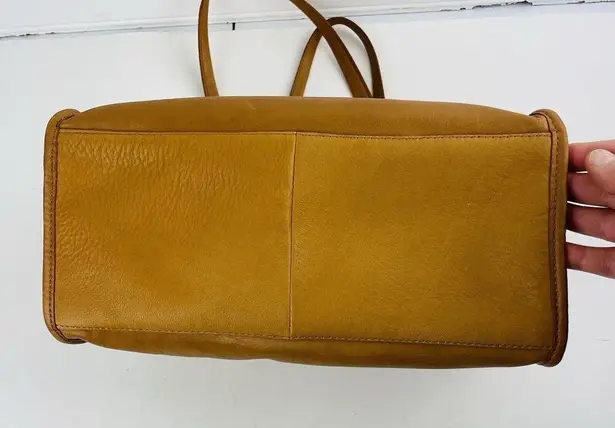 HOBO Tan Velvet Hide Suede Leather Patchwork Double Handles Satchel Shoulder Bag Brown