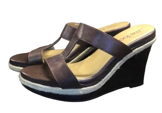 Me Too Jacki Brown leather wedge sandals Women’s Size 7