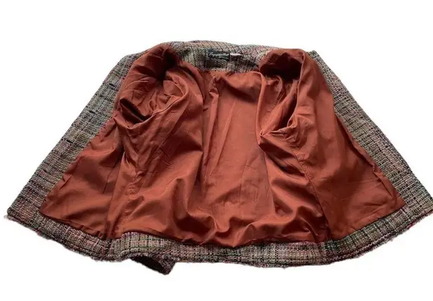 Vintage Y2K Tweed Blazer Jacket Lingenfelter Brill Pink Green Size XL Fringe