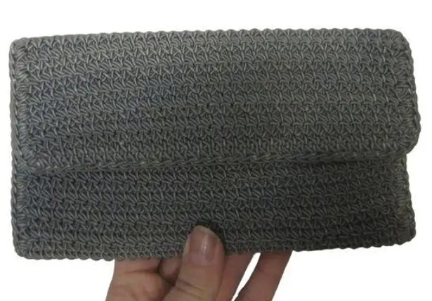 Mundi Gray Crocheted Tri Folded Snap Close Wallet